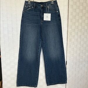 Wide Leg Dark Wash Jeans with Tag